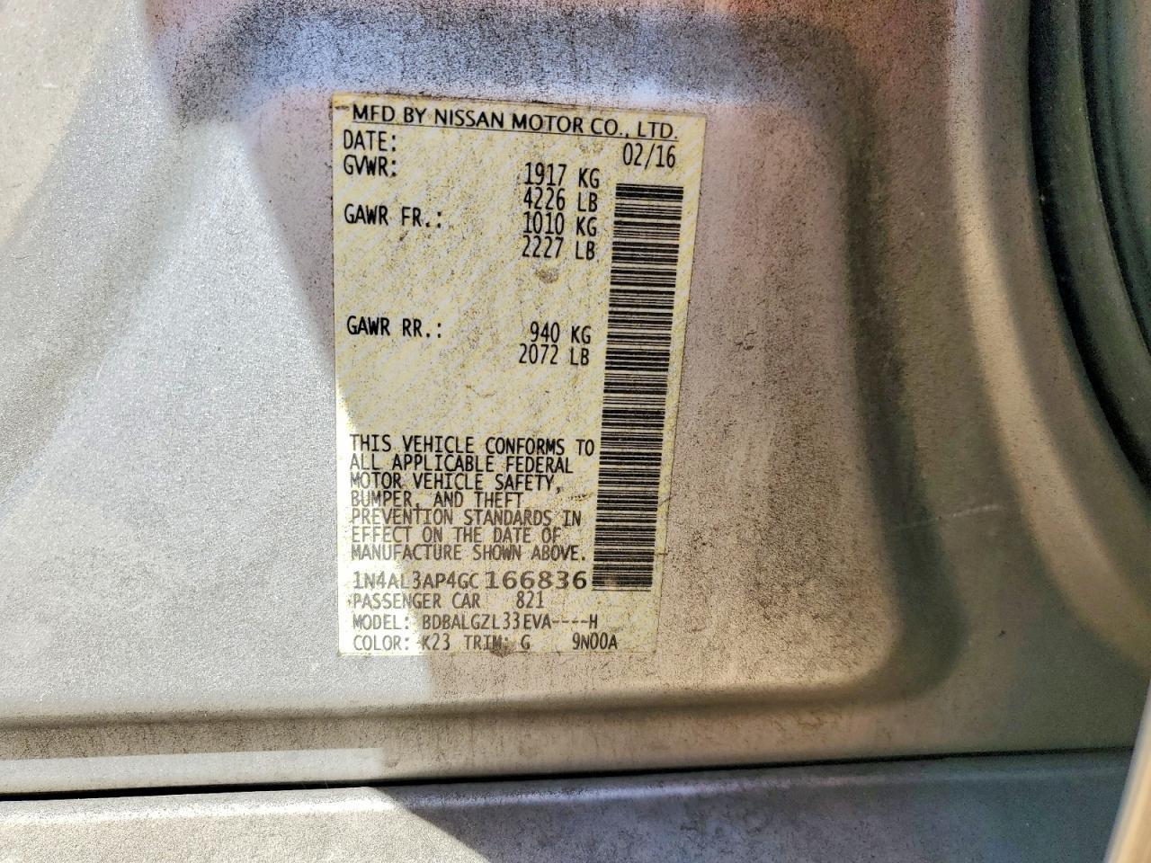 2016 Nissan Altima 2.5 s