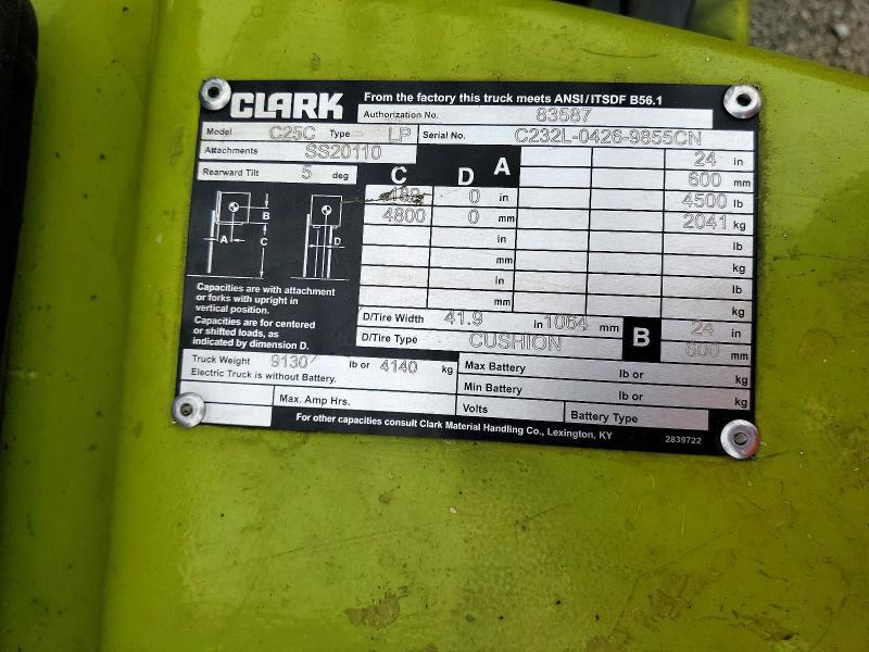 2014 Clark C25C Forklift