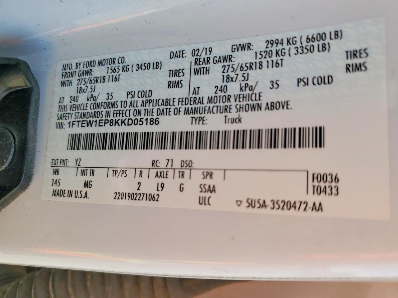 2019 Ford F150 Supercrew