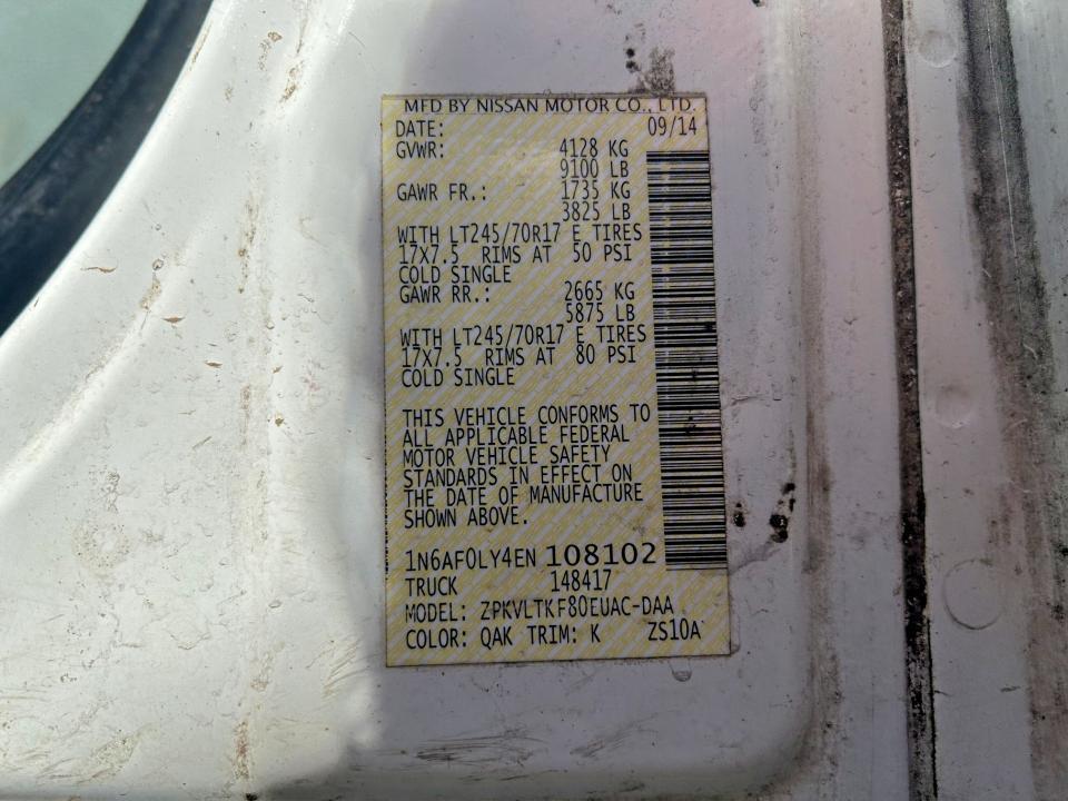 2014 Nissan NV 2500 HD S