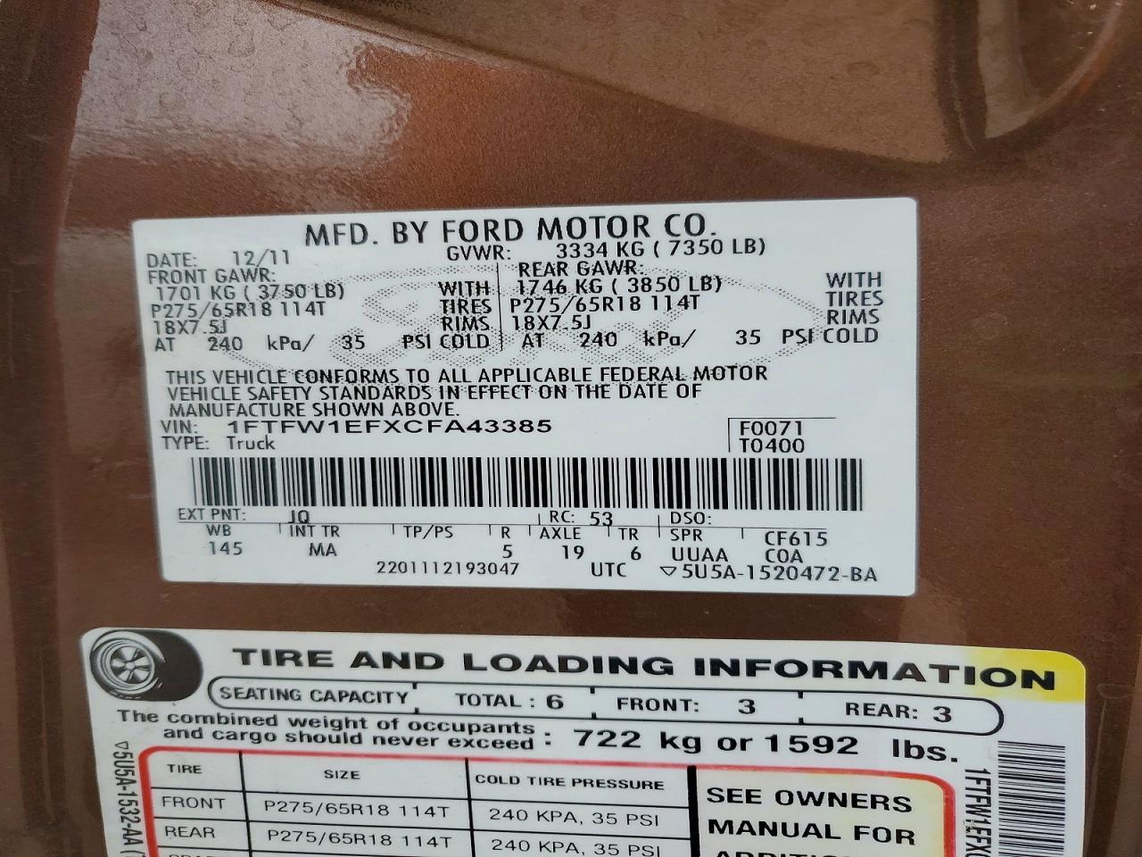 2012 Ford F150 Supercrew