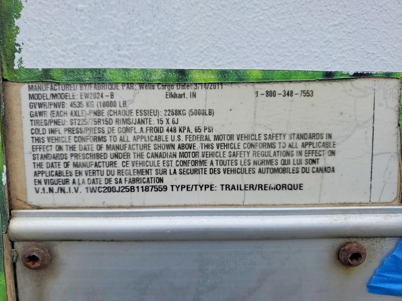 2011 Wells Cargo EW2024-B Enclosed Cargo Trailer