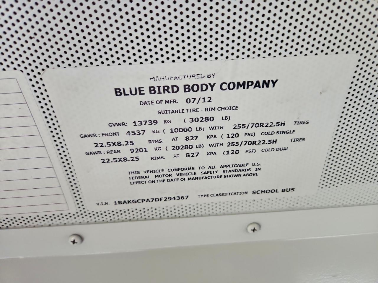 2013 Blub 2013 Bluebird Vision-School Bus