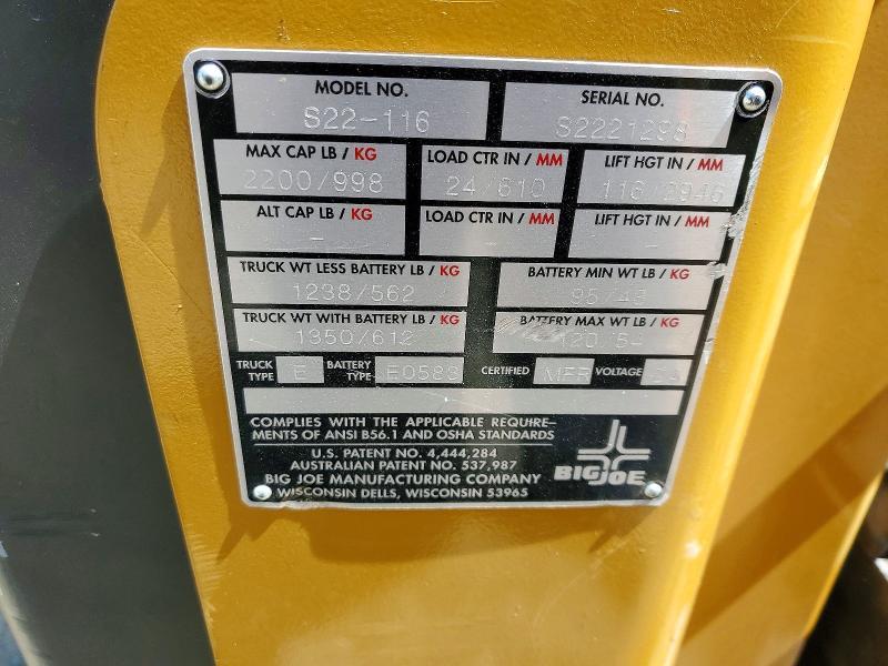 2012 Big Joe S22-116 Pallet Jack