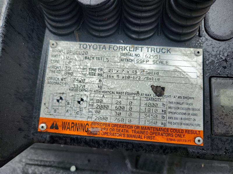 2014 Toyota TA 8FGCU20 Forklift