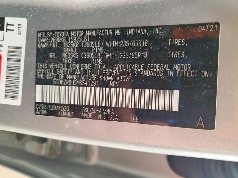 2021 Toyota Highlander le