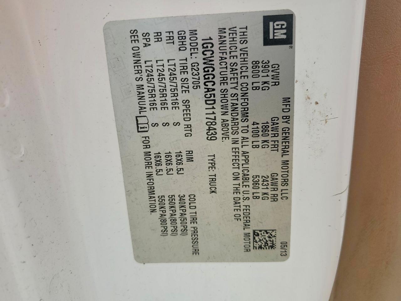 2013 Chev Rolet Express G2500 Utility / Service Van