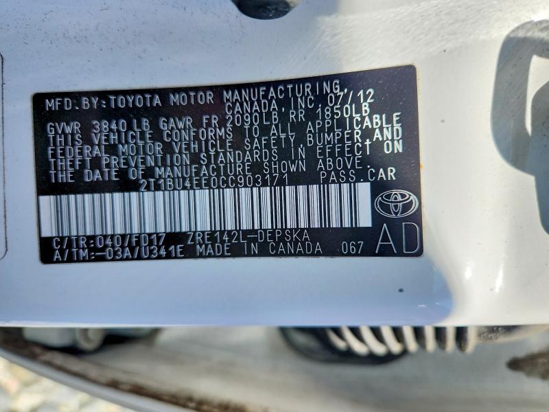 2012 Toyota Corolla s