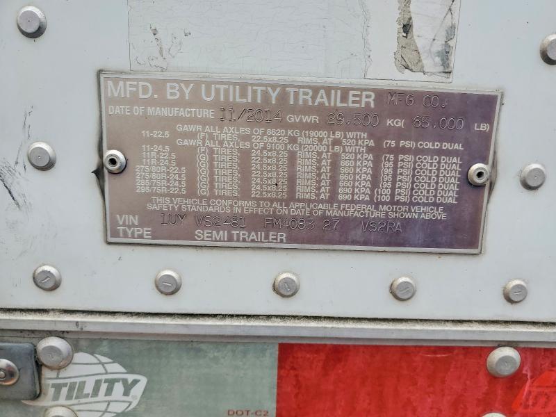 2015 Utility VS2RA Refrigerated Van Trailer