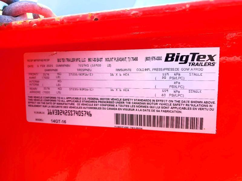 2025 Big Tex 14GT-16 Dump Trailer