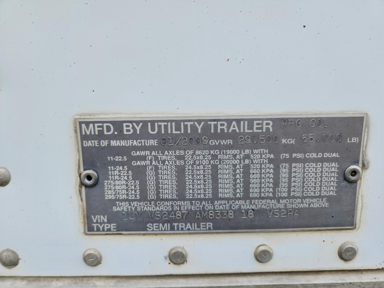2010 Utility VS2RA Refrigerated Van Trailer