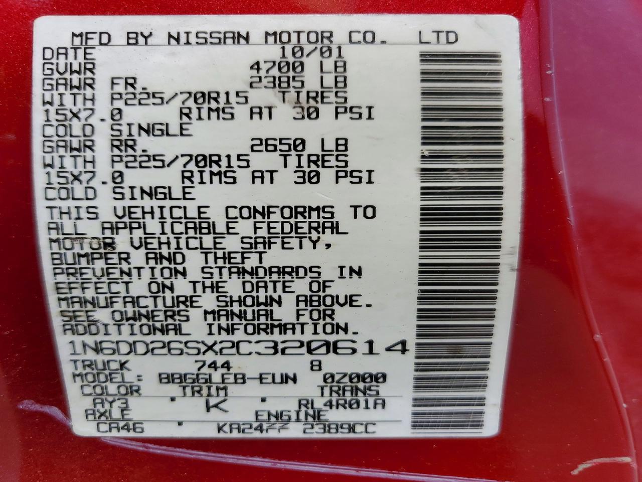 2002 Nissan Frontier Standard