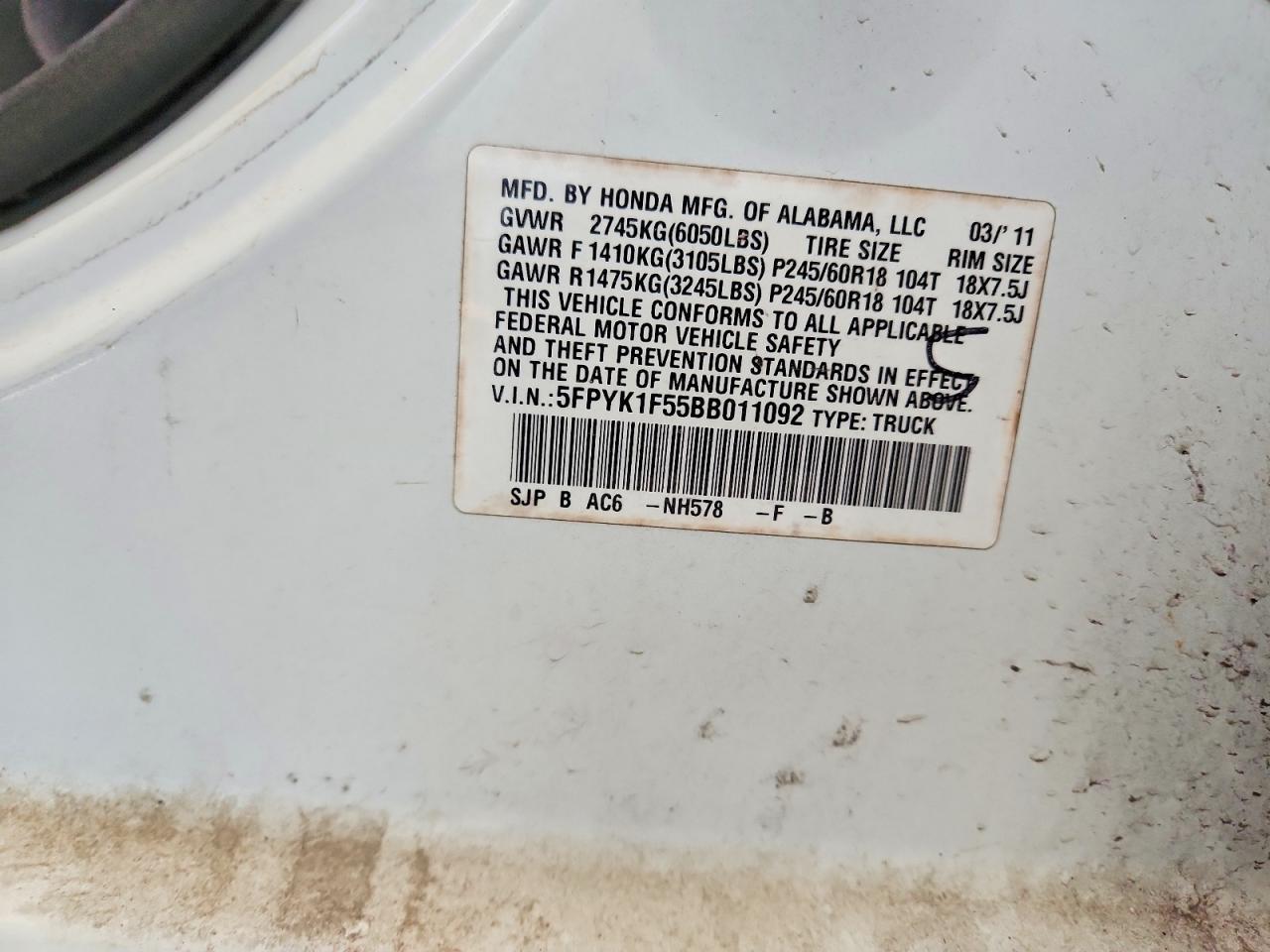 2011 Honda Ridgeline RTL