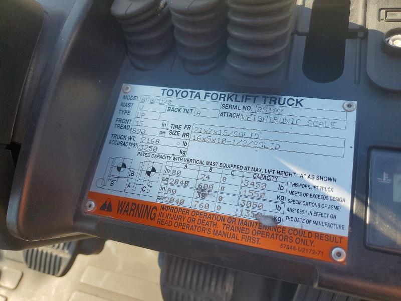 2017 Toyota 8FGCU20 Forklift