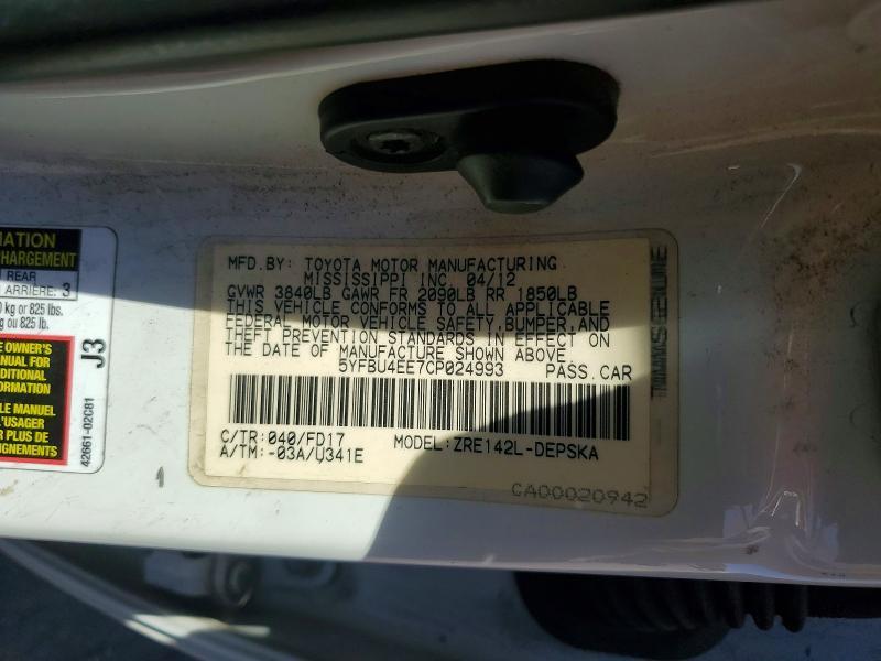 2012 Toyota Corolla s