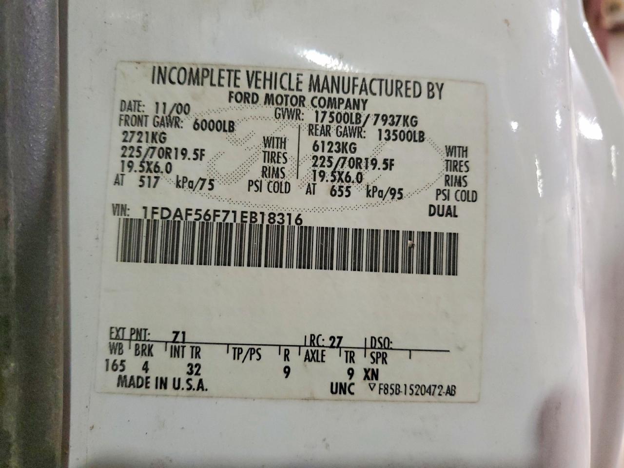 2001 Ford F550 Super Duty