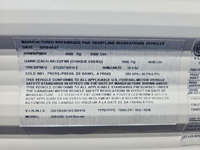 2019 Heartland Trail Runner Camper