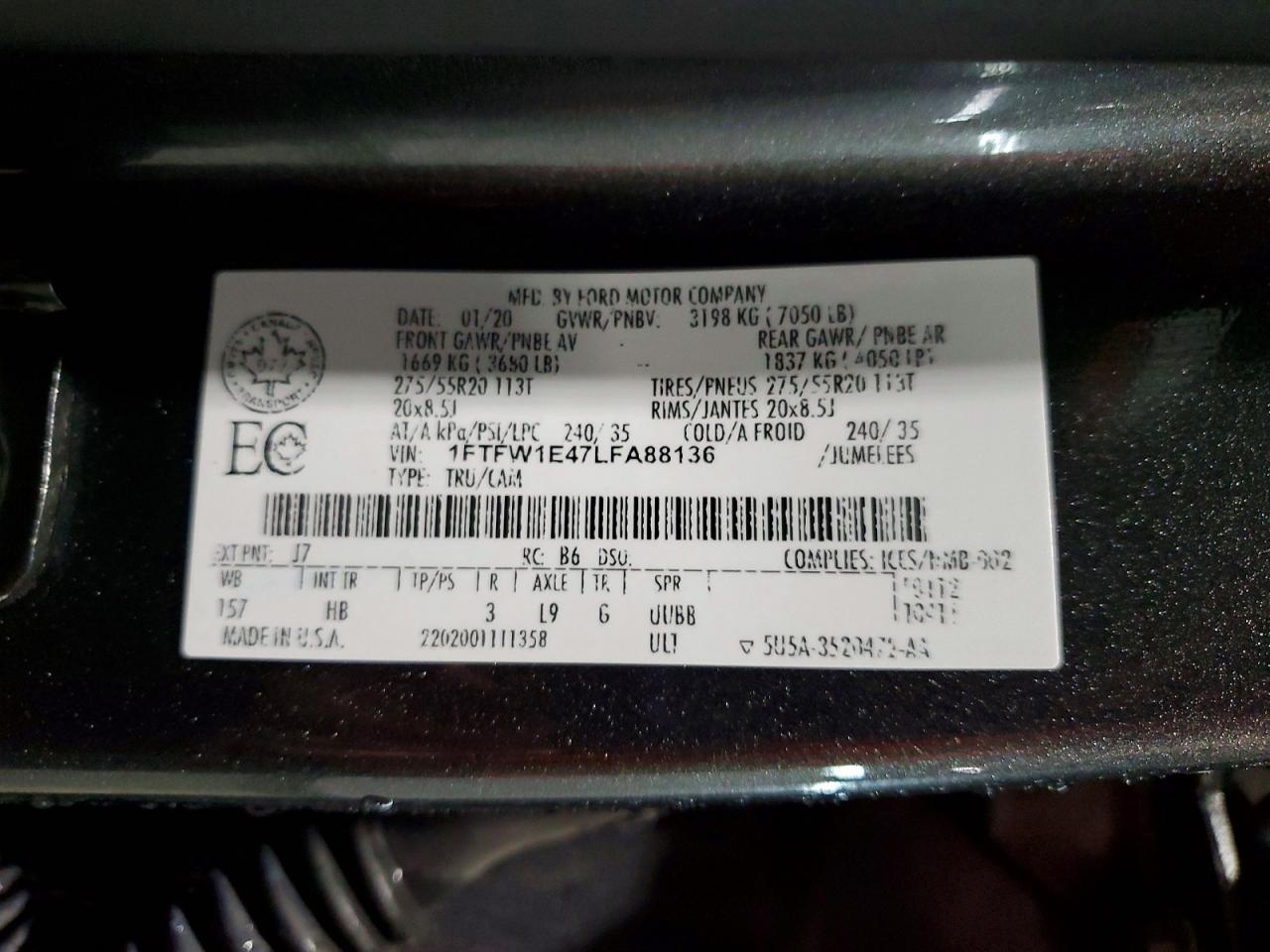 2020 Ford F150 Supercrew