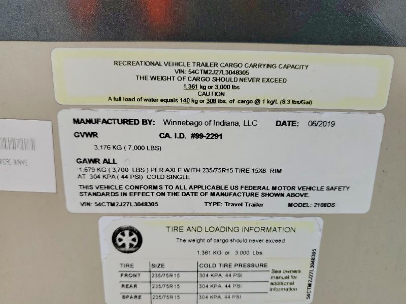 2020 Winnebago Micro Minnie 2108DS