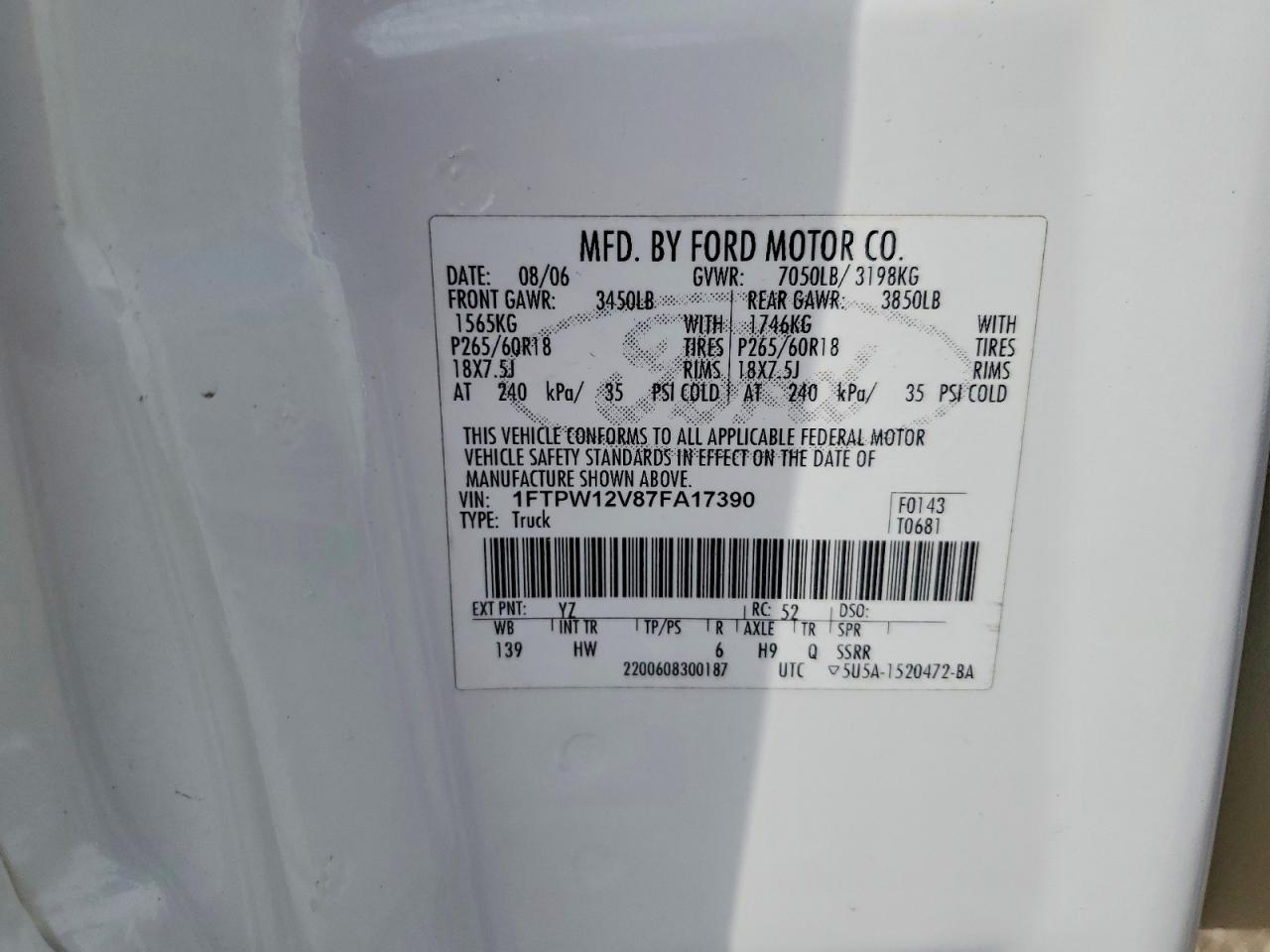 2007 Ford F150 Supercrew