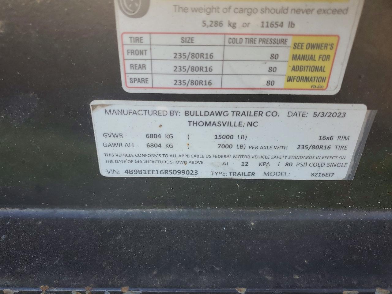 2024 Bullet Dawg 8216E17 Equipment Trailer