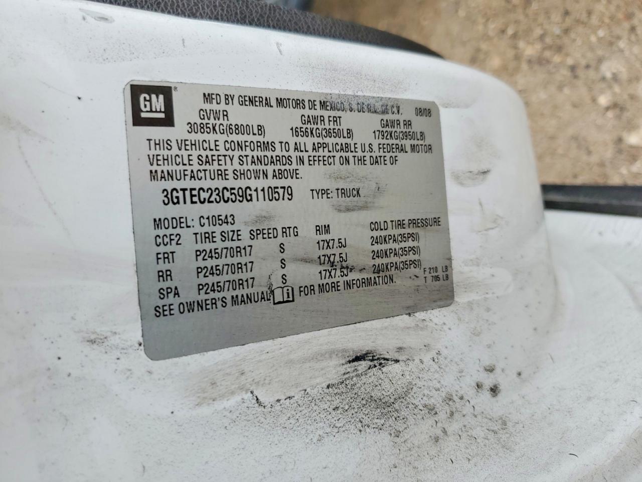 2009 GMC SIERA15004WD