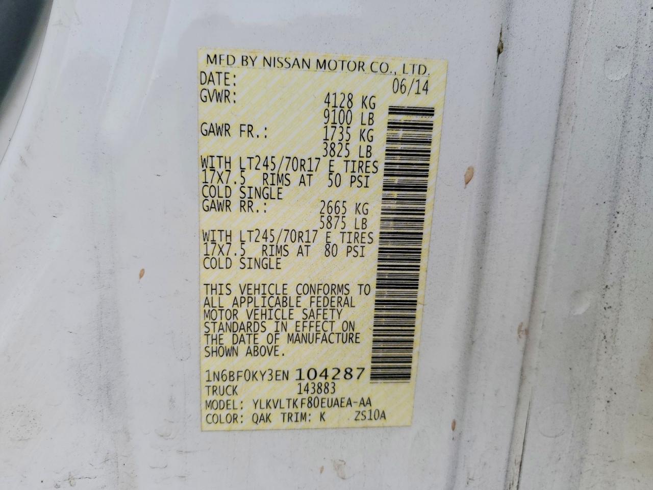 2014 Nissan NV 2500 HD S