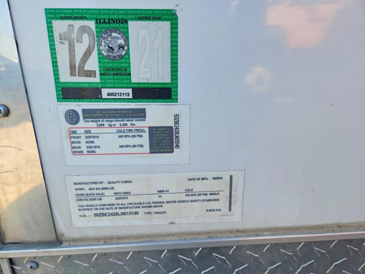 2020 Quality Cargo 8.5X24 TA3 Enclosed Cargo Trailer