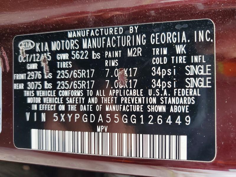 2016 KIA Sorento lx V6