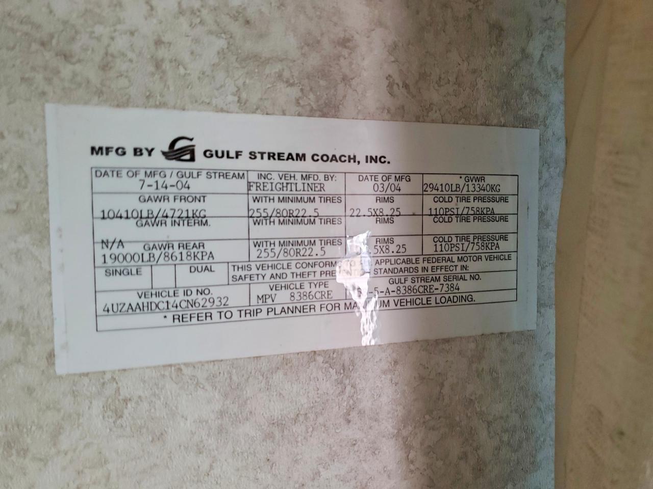 2005 Freigliner Chassis X Line Motor Home