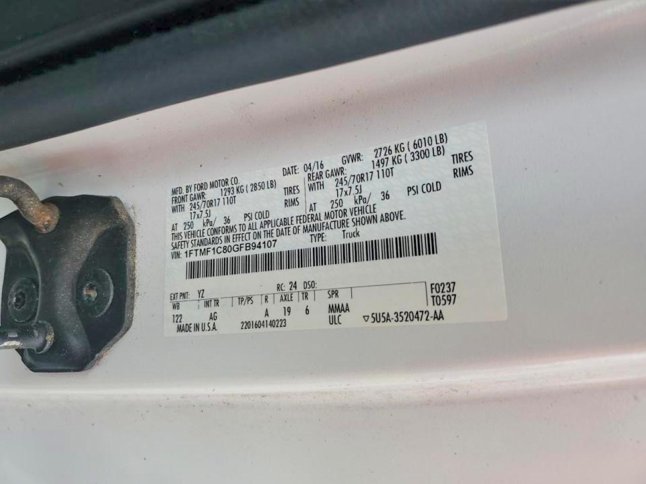 2016 Ford F150 Utility / Service Truck