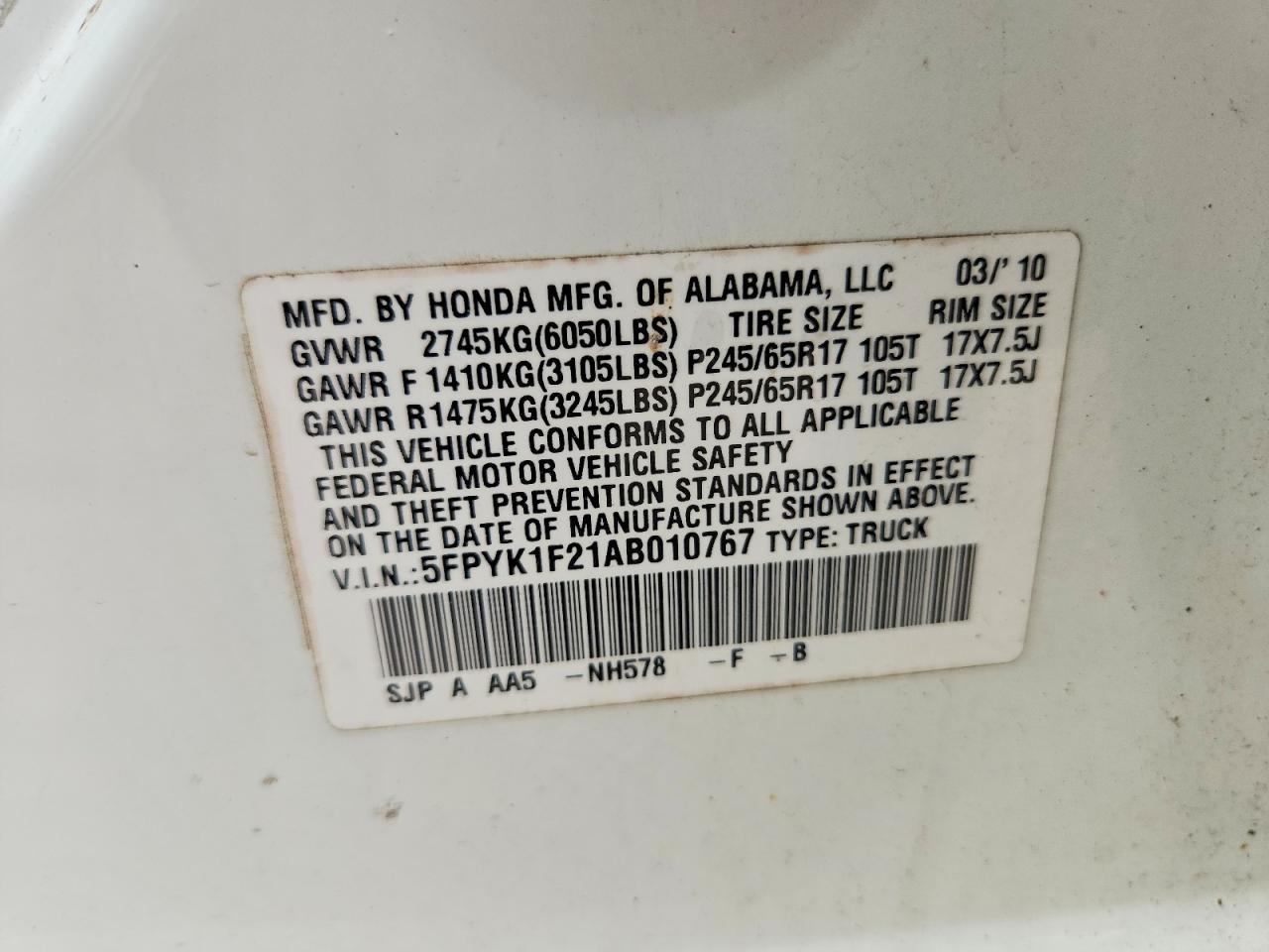 2010 Honda Ridgeline RT