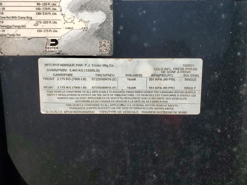 2022 Pjtm 2022 PJ Gooseneck 3F492 Equipment Trailer