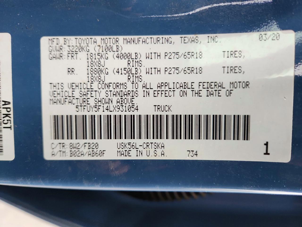 2020 Toyota Tundra SR5