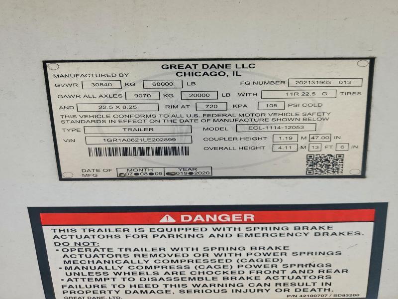 2020 Great Dane T Dane ECL-1114-12053 Refrigerated Van Trailer