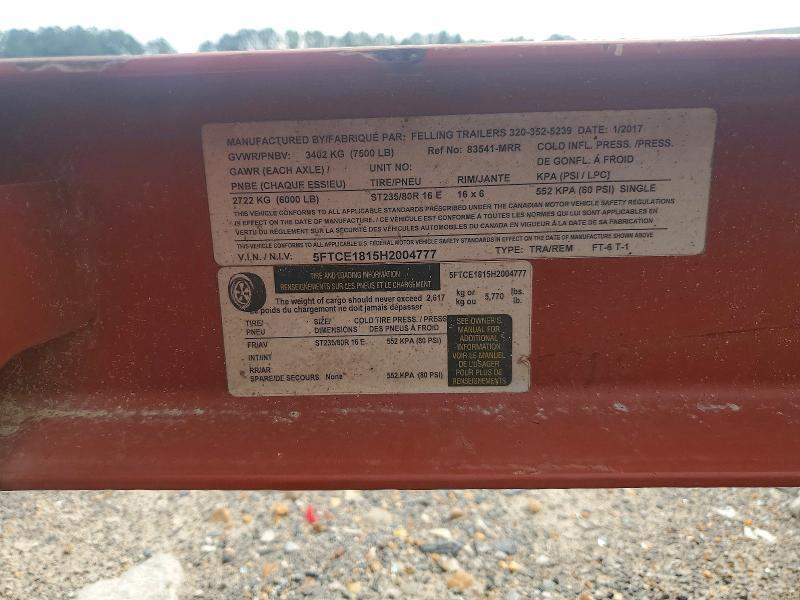 2017 Felling FT-6T-1 Tilt Deck Equipment Trailer