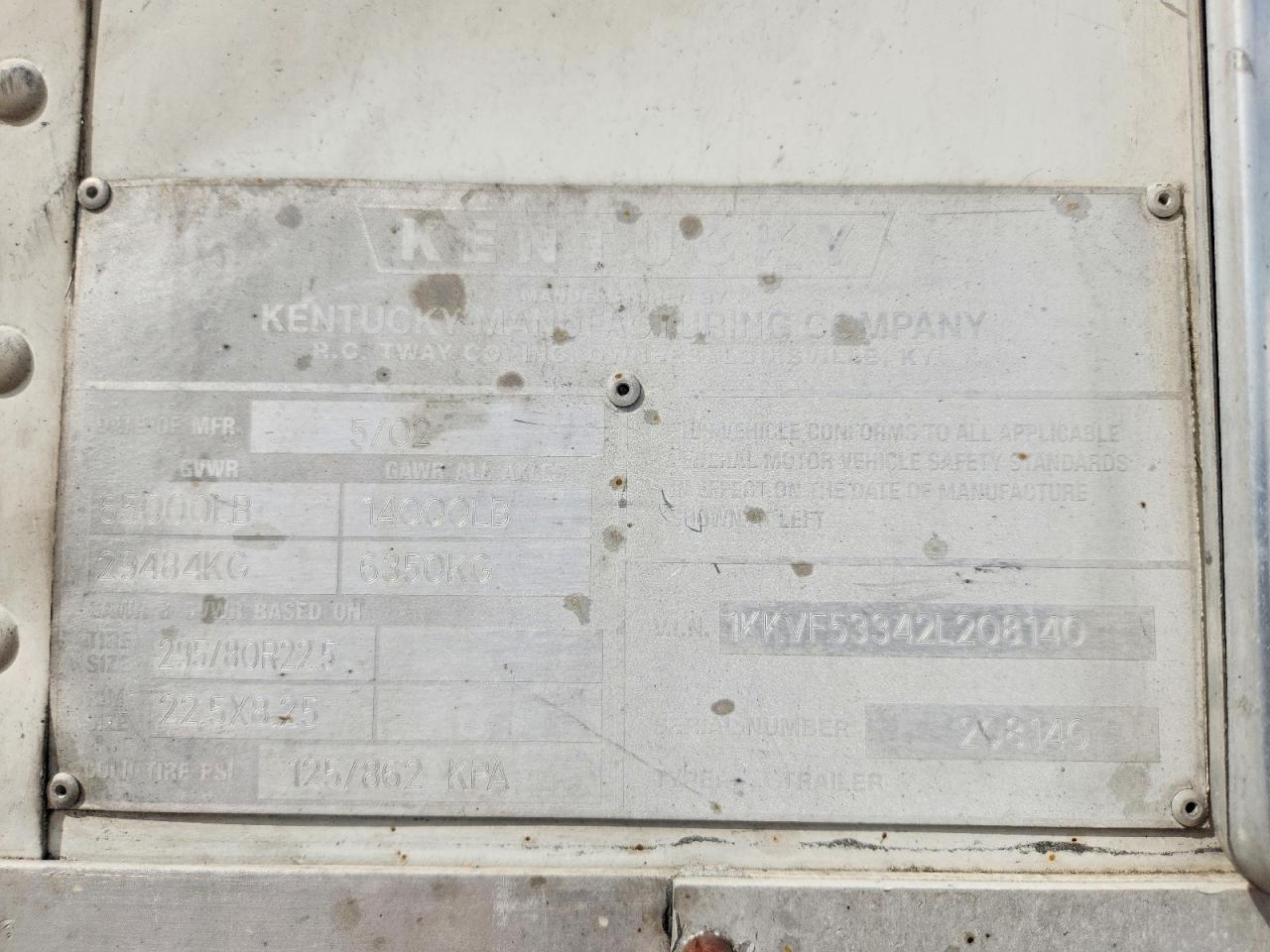 2002 Kentucky DRY Van Trailer