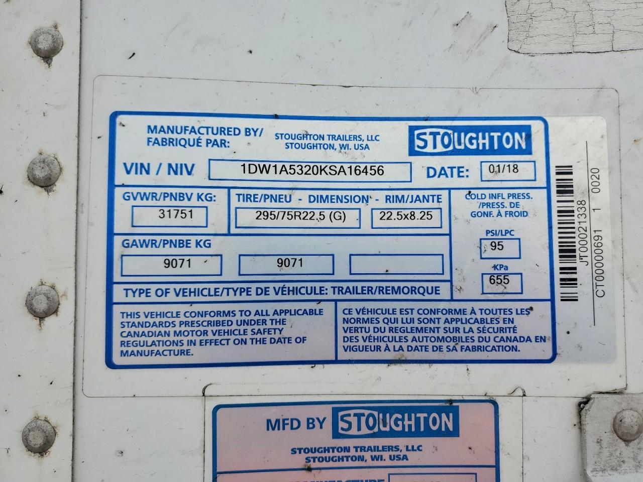 2019 Stoughton DRY Van Trailer