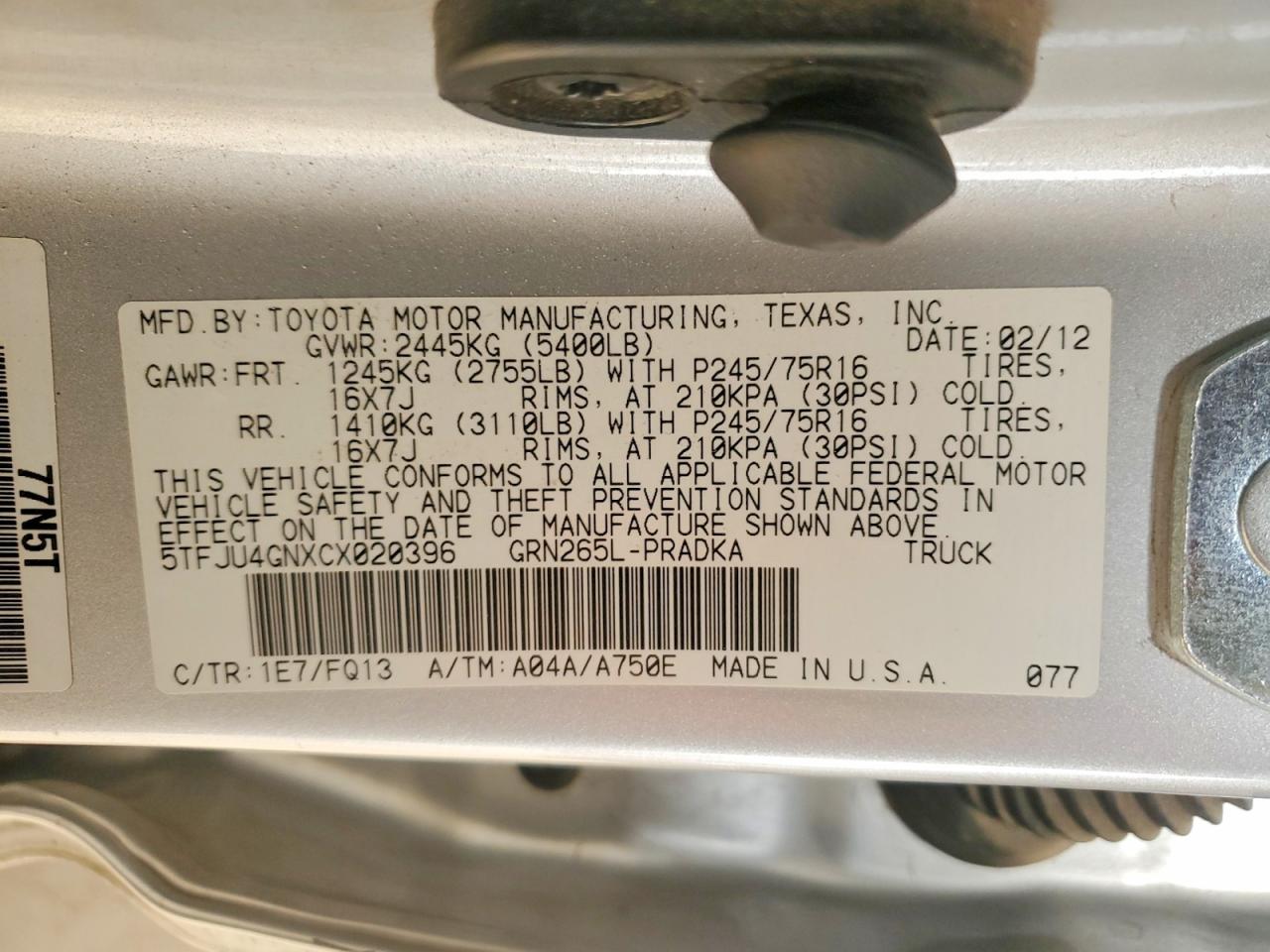 2012 Toyota Tacoma Prerunner V6