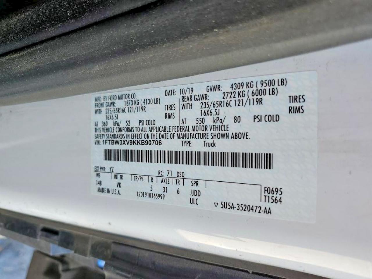 2019 Ford Transit T-350 Delivery Van