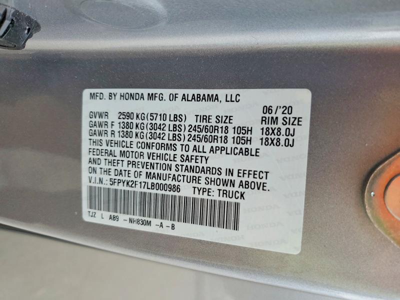 2020 Honda Ridgeline Sport