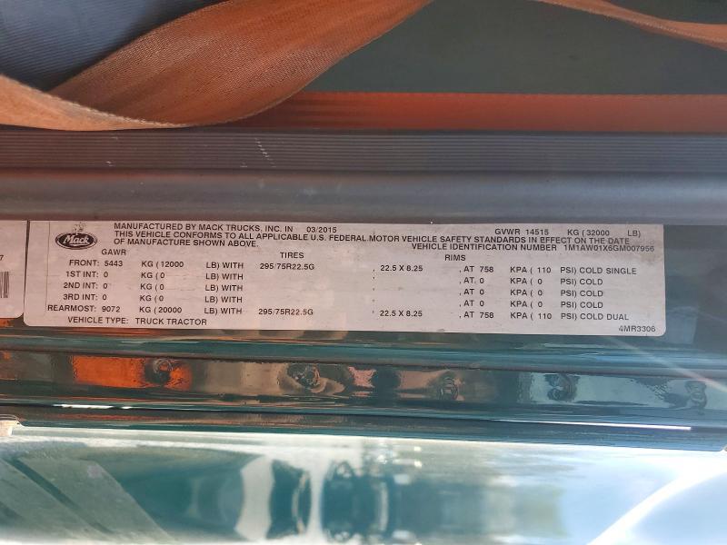 2016 Mack Cxu612 Semi Truck