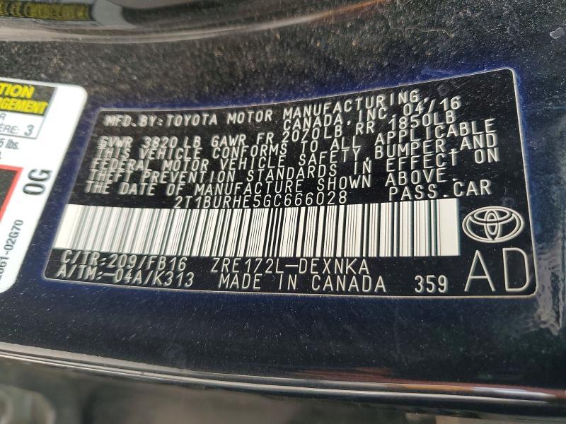 2016 Toyota Corolla le