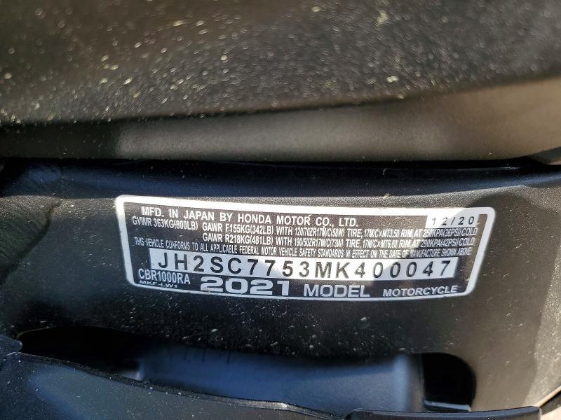 2021 Honda Cbr1000 ra