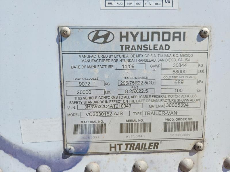 2010 Hyundai Translead VC2530152-AJS DRY Van Trailer