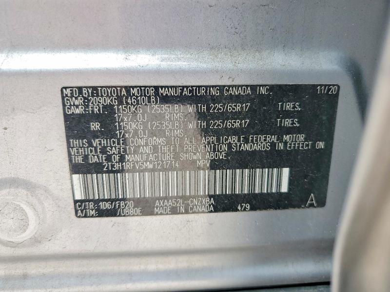 2021 Toyota Rav4 le
