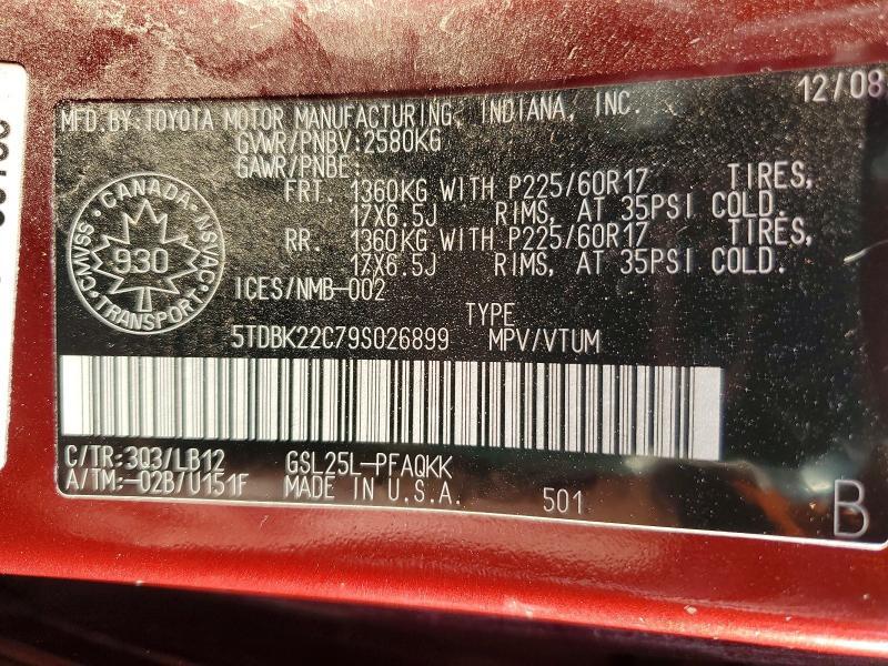 2009 Toyota Sienna xle