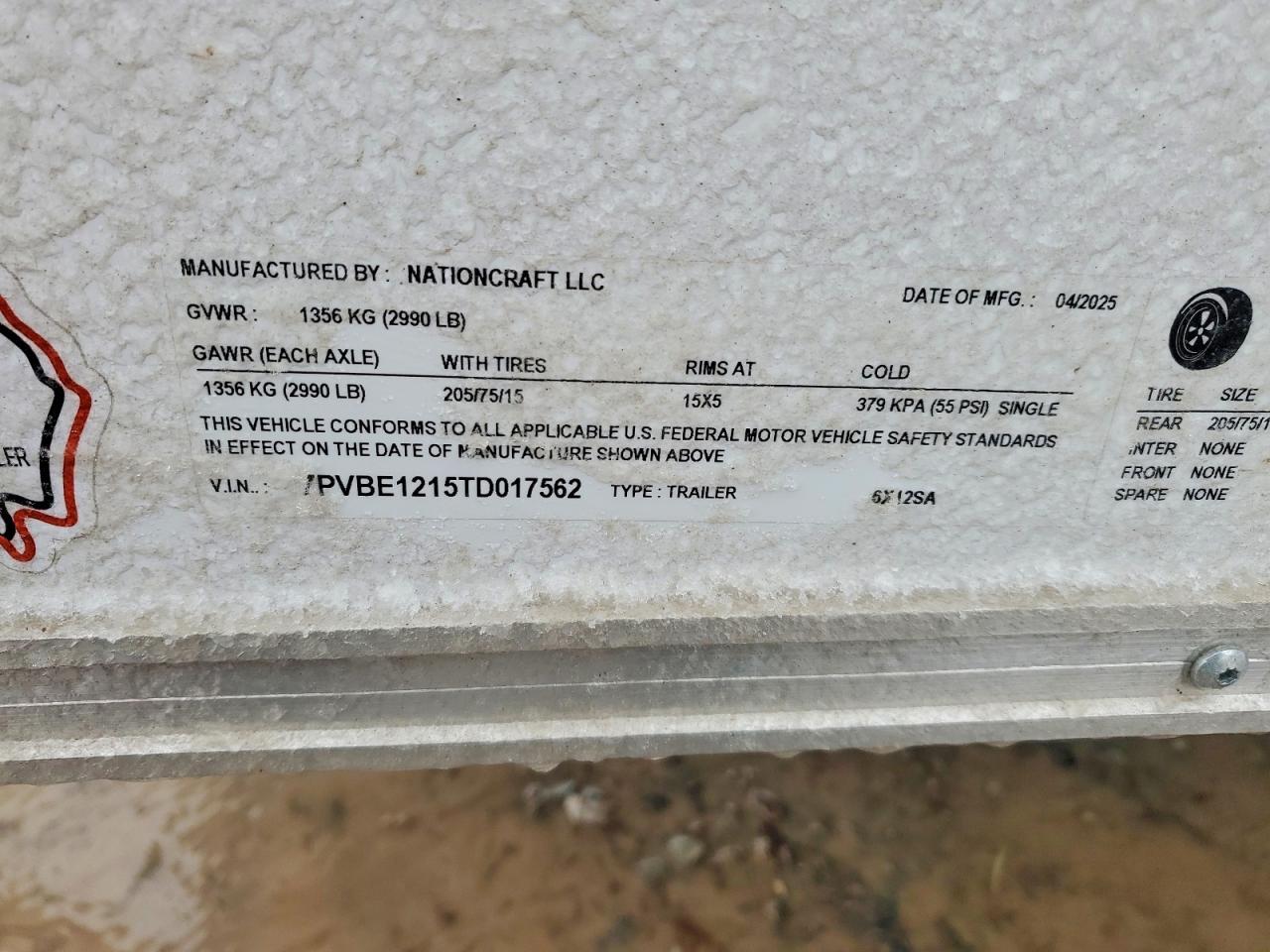 2026 Nationcraft 6X12SA Enclosed Cargo Trailer