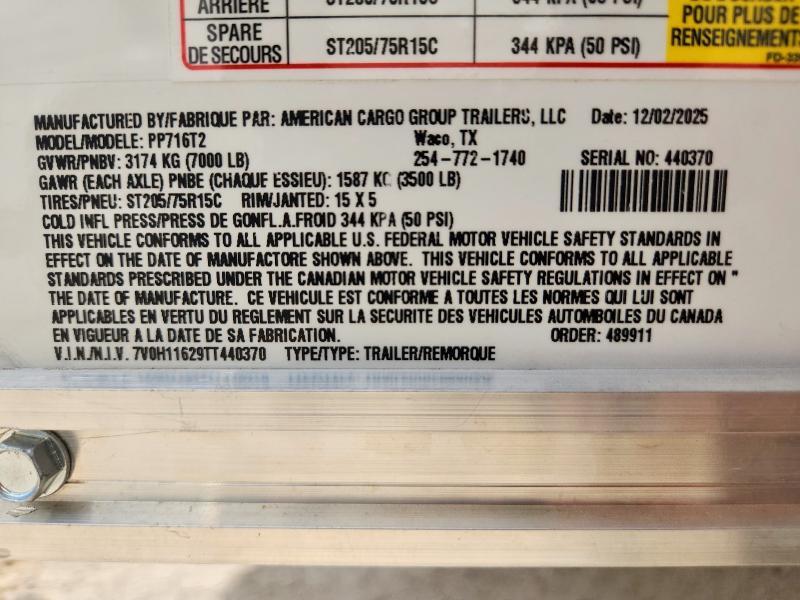 2026 American Cargo Grp Inc 2026 American Cargo Enclosed Cargo Trailer