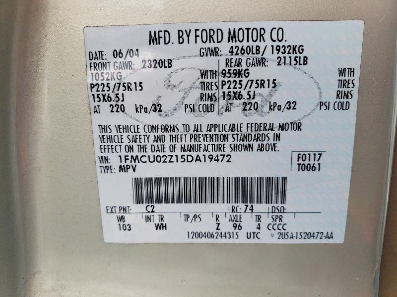 2005 Ford Escape xls